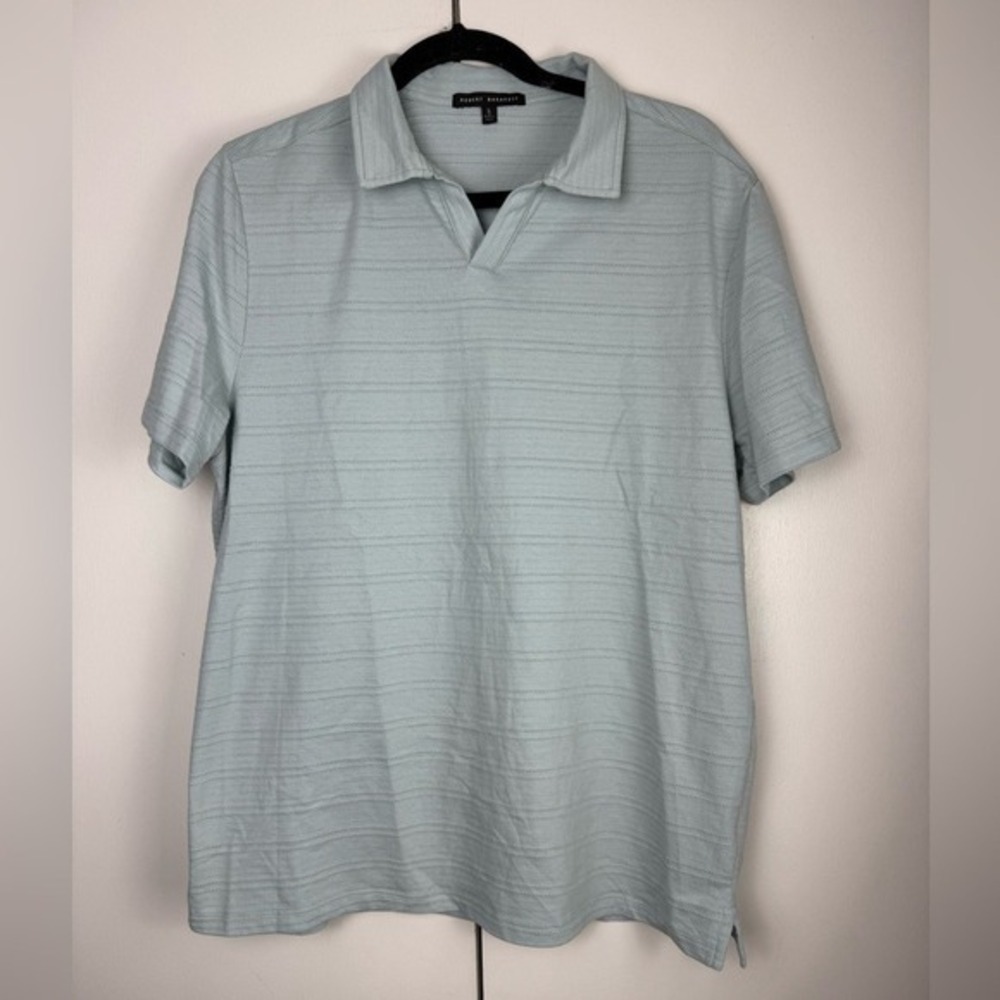 Robert Barakett Mens Freetown SS Open Collar‎ Polo Light Blue RB51591 Large
